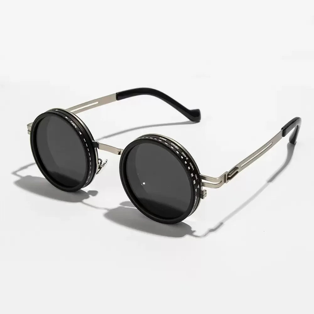 Polarized Round Sunglasses ND9 Adjustable Dimming Men Women Retro Punk Men's Fishing Eyeglasses Outdoor Shades UV400