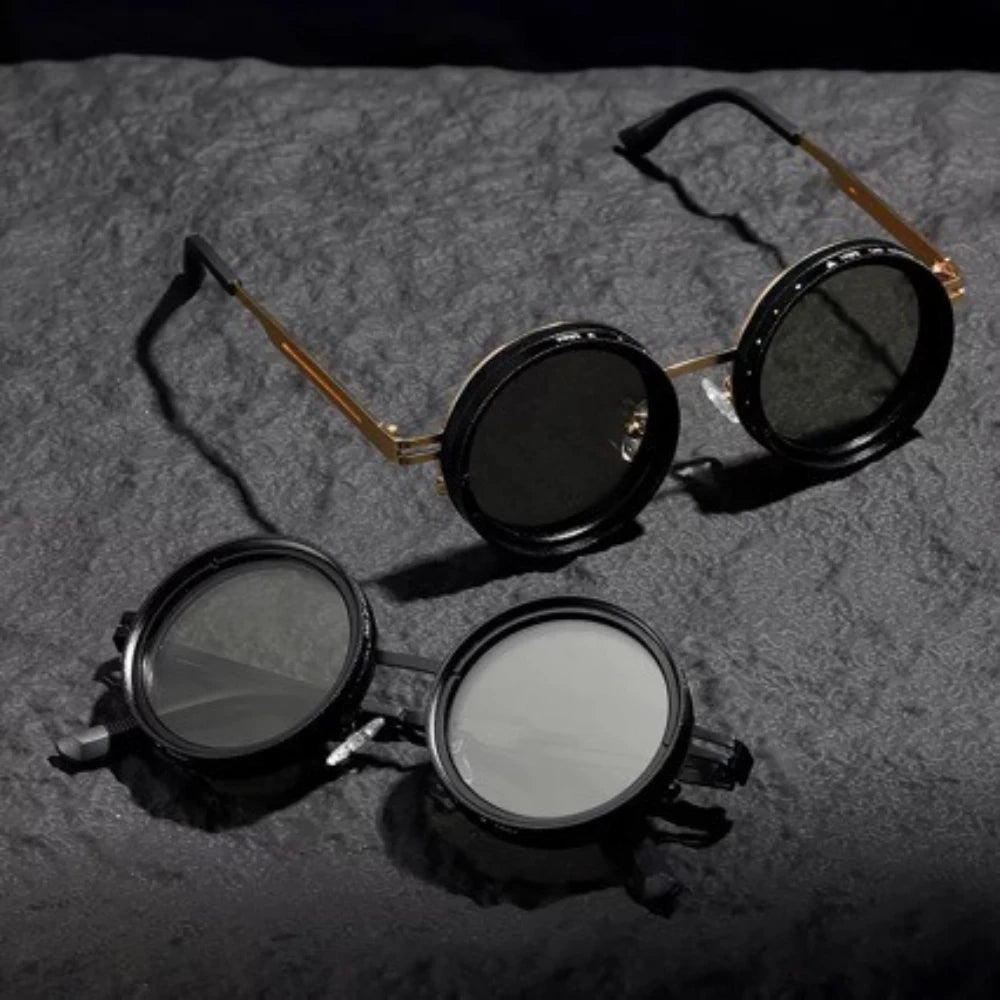 Polarized Round Sunglasses ND9 Adjustable Dimming Men Women Retro Punk Men's Fishing Eyeglasses Outdoor Shades UV400