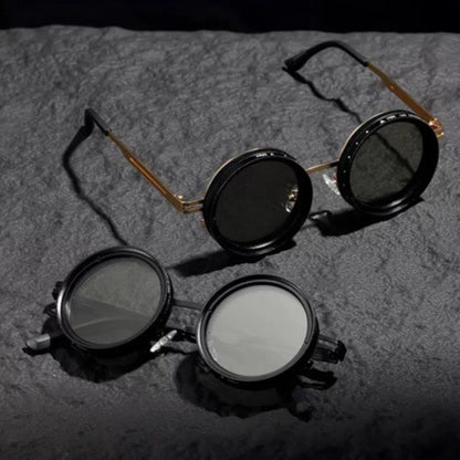 Polarized Round Sunglasses ND9 Adjustable Dimming Men Women Retro Punk Men's Fishing Eyeglasses Outdoor Shades UV400