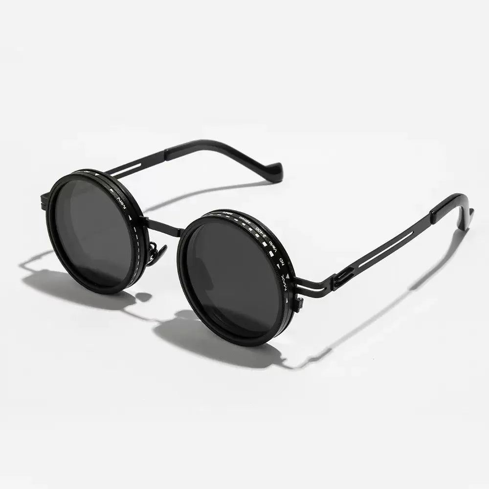 Polarized Round Sunglasses ND9 Adjustable Dimming Men Women Retro Punk Men's Fishing Eyeglasses Outdoor Shades UV400