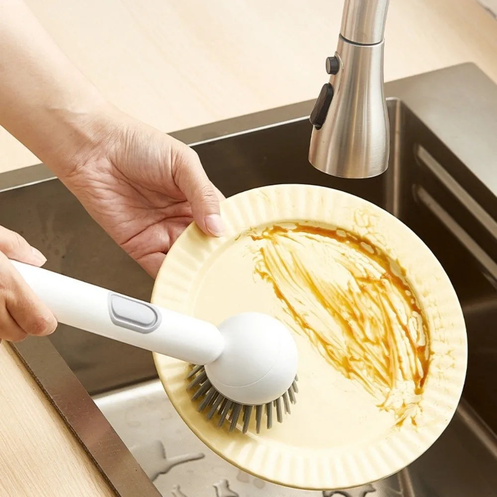 Cepillo Pro-Clean 2-en-1: Con Dispensador de Jabón y Mango Ergonómico