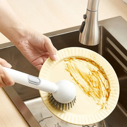 Cepillo Pro-Clean 2-en-1: Con Dispensador de Jabón y Mango Ergonómico