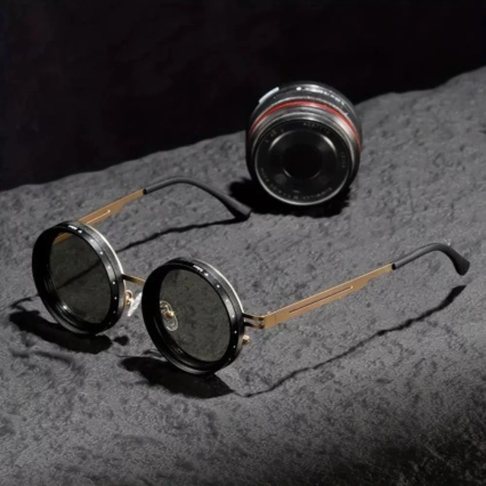 Polarized Round Sunglasses ND9 Adjustable Dimming Men Women Retro Punk Men's Fishing Eyeglasses Outdoor Shades UV400